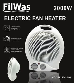 FilWas Heizlüfter Schnellheizer 3 Stufen Ventilator / 1000W / 2000W
